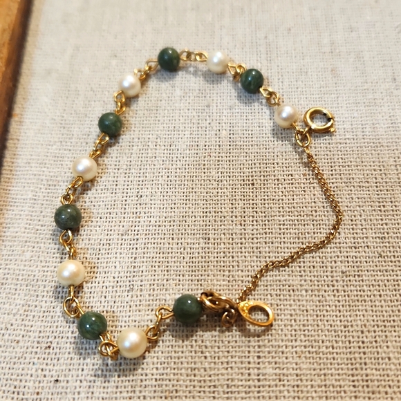 12K GF Jade and Pearl Bracelet - Picture 3 of 5
